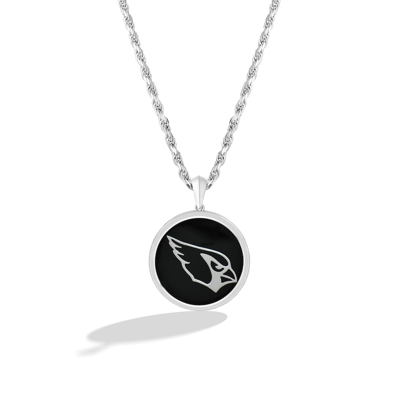 True Fans Arizona Cardinals Onyx Disc Necklace in Sterling Silver