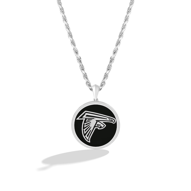 True Fans Atlanta Falcons Onyx Disc Necklace in Sterling Silver