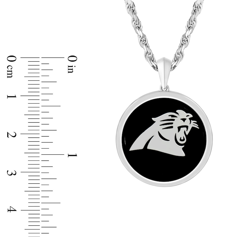 True Fans Carolina Panthers Onyx Disc Necklace in Sterling Silver