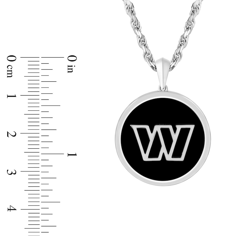 True Fans Washington Commanders Onyx Disc Necklace in Sterling Silver