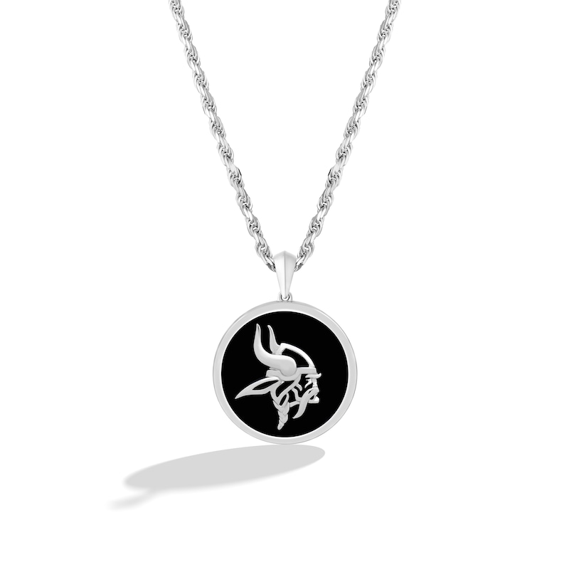 True Fans Minnesota Vikings Onyx Disc Necklace in Sterling Silver