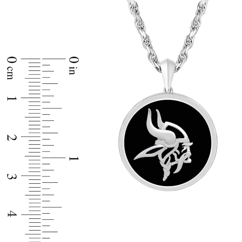 True Fans Minnesota Vikings Onyx Disc Necklace in Sterling Silver