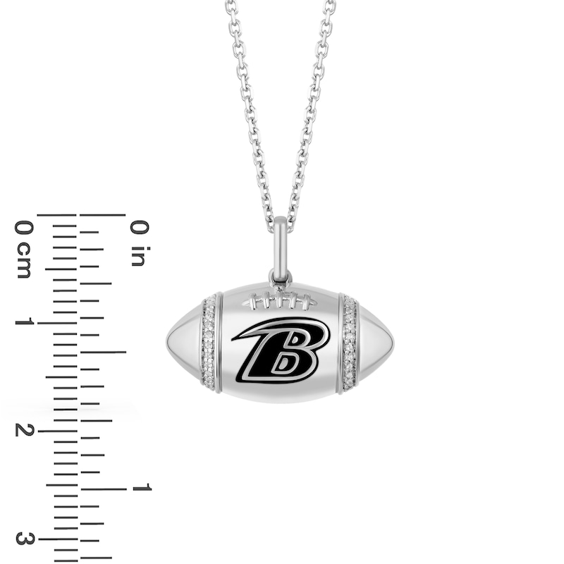Main Image 2 of True Fans Baltimore Ravens Diamond Accent Football Necklace in Sterling Silver