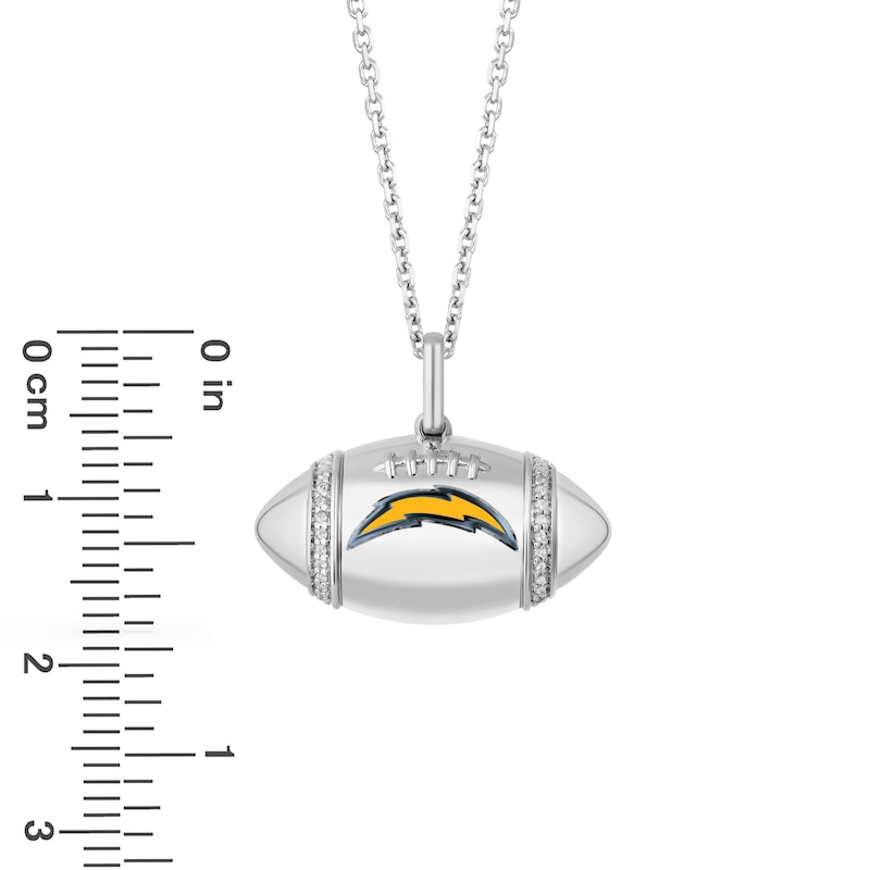 Main Image 2 of True Fans Los Angeles Chargers Diamond Accent Football Necklace in Sterling Silver