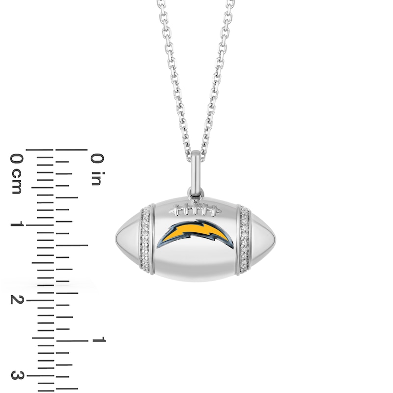 True Fans Los Angeles Chargers Diamond Accent Football Necklace in Sterling Silver