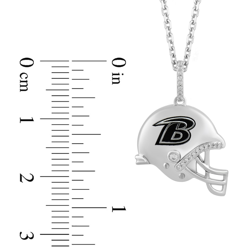 True Fans Baltimore Ravens 1/20 CT. T.W. Diamond Helmet Necklace in Sterling Silver