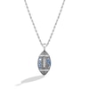 Thumbnail Image 0 of True Fans Detroit Lions 1/20 CT. T.W. Diamond Vertical Football Necklace in Sterling Silver