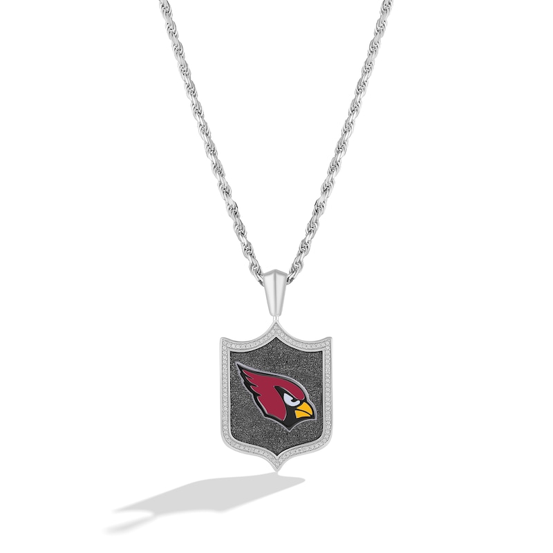 True Fans Arizona Cardinals 1/5 CT. T.W. Diamond and Enamel Reversible  Shield Necklace in Sterling Silver