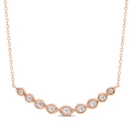Every Moment Round-Cut Diamond Smile Necklace 1/5 ct tw 14K Rose Gold 18”