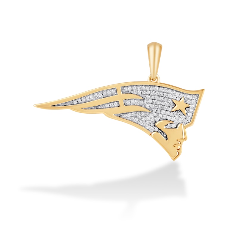 True Fans New England Patriots 1/4 CT. T.W. Diamond Logo Charm in 10K Gold