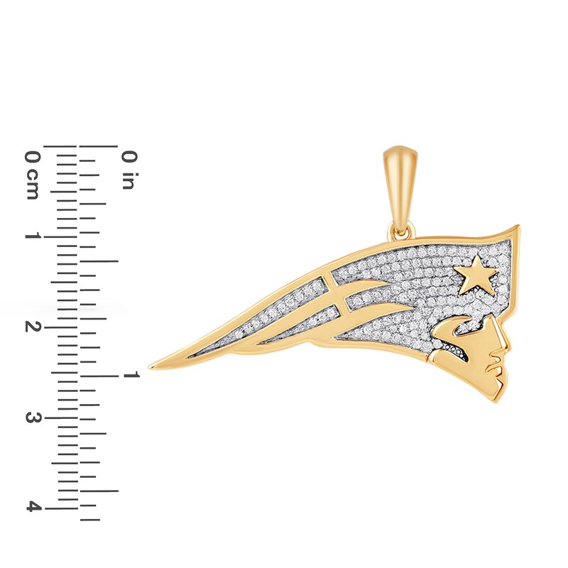 Main Image 2 of True Fans New England Patriots 1/4 CT. T.W. Diamond Logo Charm in 10K Gold