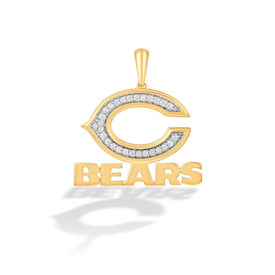 True Fans Chicago Bears 1/4 CT. T.W. Diamond Logo Charm in 10K Gold