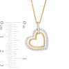 Round-Cut Diamond Tilted Hearts Necklace 1/4 ct tw 10K Yellow Gold 18”