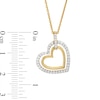 Thumbnail Image 1 of Round-Cut Diamond Tilted Hearts Necklace 1/4 ct tw 10K Yellow Gold 18”