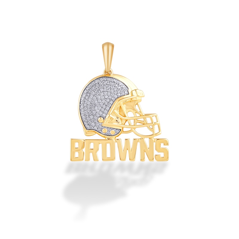 Main Image 1 of True Fans Cleveland Browns 1/4 CT. T.W. Diamond Logo Charm in 10K Gold