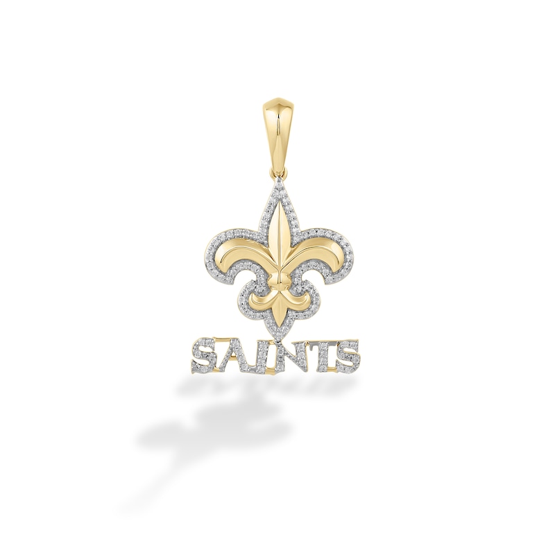 Main Image 1 of True Fans New Orleans Saints 1/4 CT. T.W. Diamond Logo Charm in 10K Gold