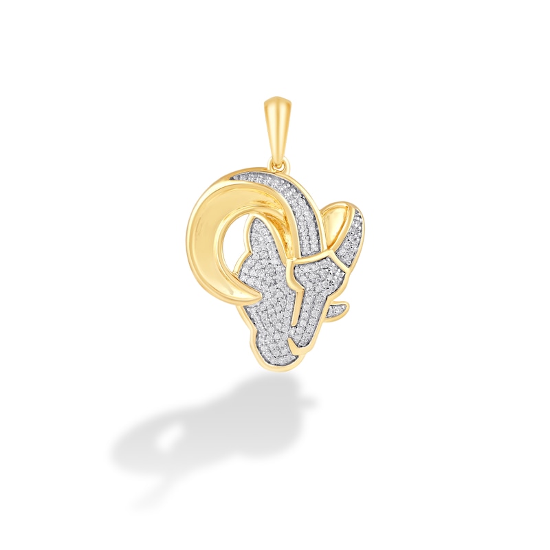 Main Image 1 of True Fans Los Angeles Rams 1/4 CT. T.W. Diamond Logo Charm in 10K Gold