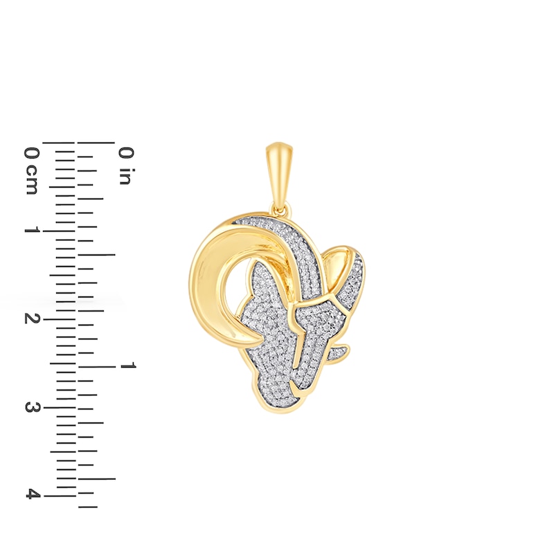 Main Image 2 of True Fans Los Angeles Rams 1/4 CT. T.W. Diamond Logo Charm in 10K Gold