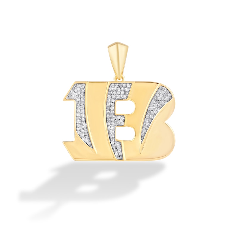 Main Image 1 of True Fans Cincinnati Bengals 1/4 CT. T.W. Diamond Logo Charm in 10K Gold