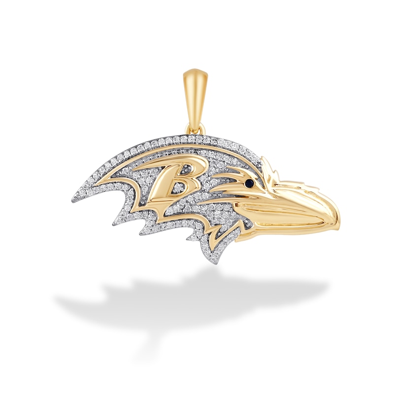Main Image 1 of True Fans Baltimore Ravens 1/4 CT. T.W. Diamond Logo Charm in 10K Gold
