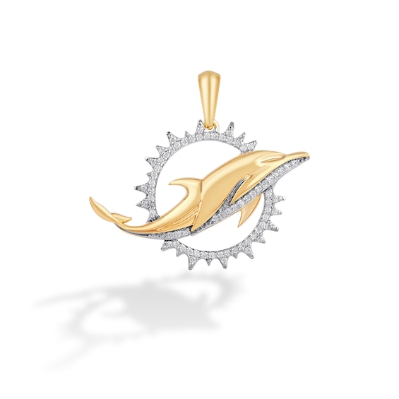 True Fans Miami Dolphins 1/4 CT. T.W. Diamond Logo Charm in 10K Gold