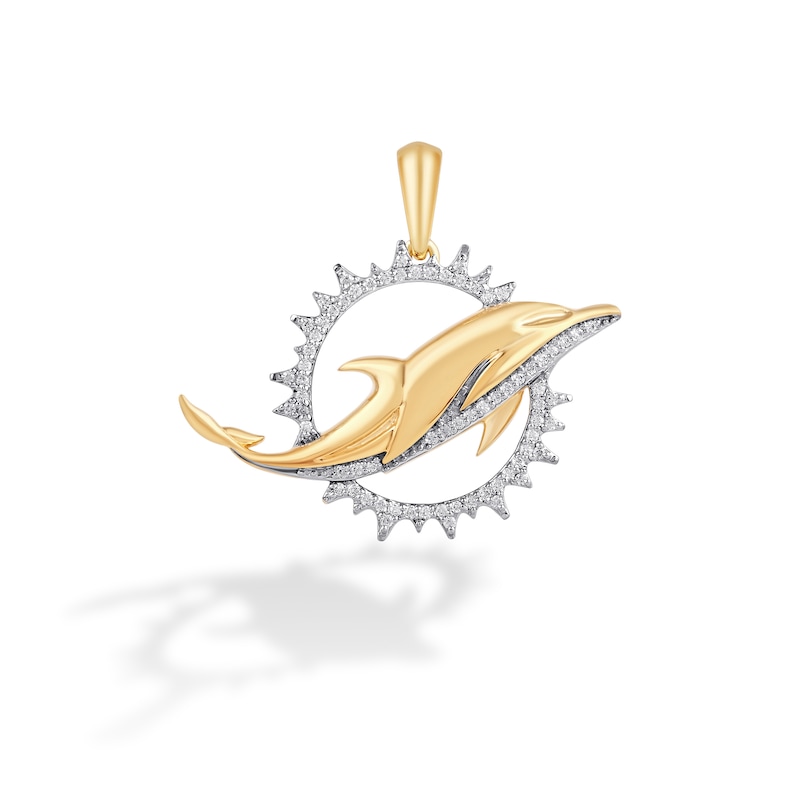 Main Image 1 of True Fans Miami Dolphins 1/4 CT. T.W. Diamond Logo Charm in 10K Gold
