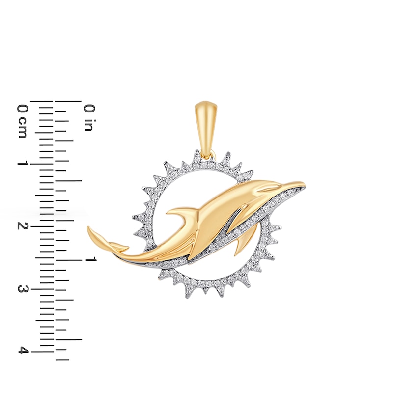Main Image 2 of True Fans Miami Dolphins 1/4 CT. T.W. Diamond Logo Charm in 10K Gold