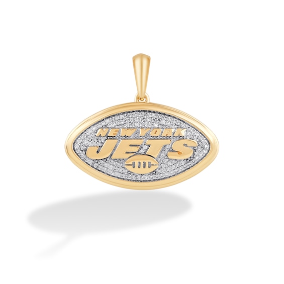 True Fans New York Jets 1/4 CT. T.W. Diamond Logo Charm in 10K Gold