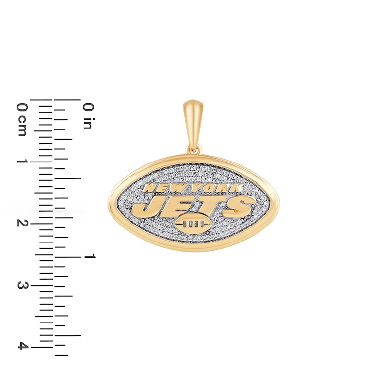 Main Image 2 of True Fans New York Jets 1/4 CT. T.W. Diamond Logo Charm in 10K Gold