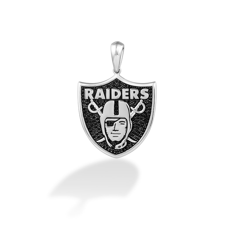 Main Image 1 of True Fans Las Vegas Raiders 1/4 CT. T.W. Diamond Logo Charm in 10K White Gold