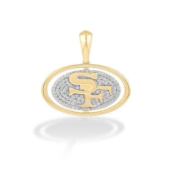 True Fans San Francisco 49ers 1/4 CT. T.W. Diamond Logo Charm in 10K Gold