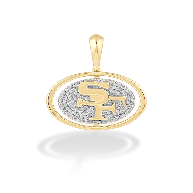 Main Image 1 of True Fans San Francisco 49ers 1/4 CT. T.W. Diamond Logo Charm in 10K Gold