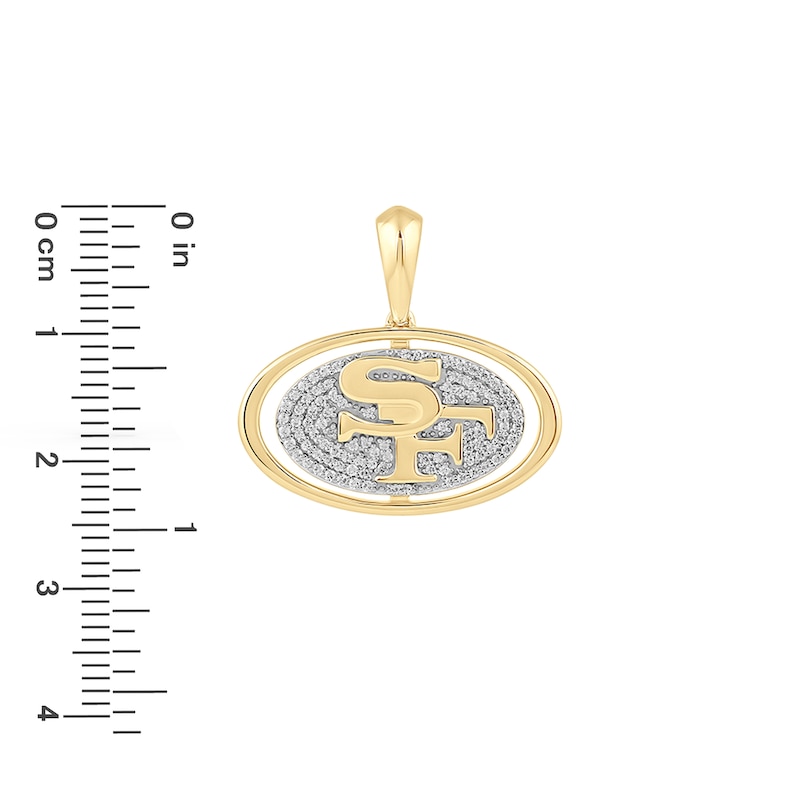 Main Image 2 of True Fans San Francisco 49ers 1/4 CT. T.W. Diamond Logo Charm in 10K Gold