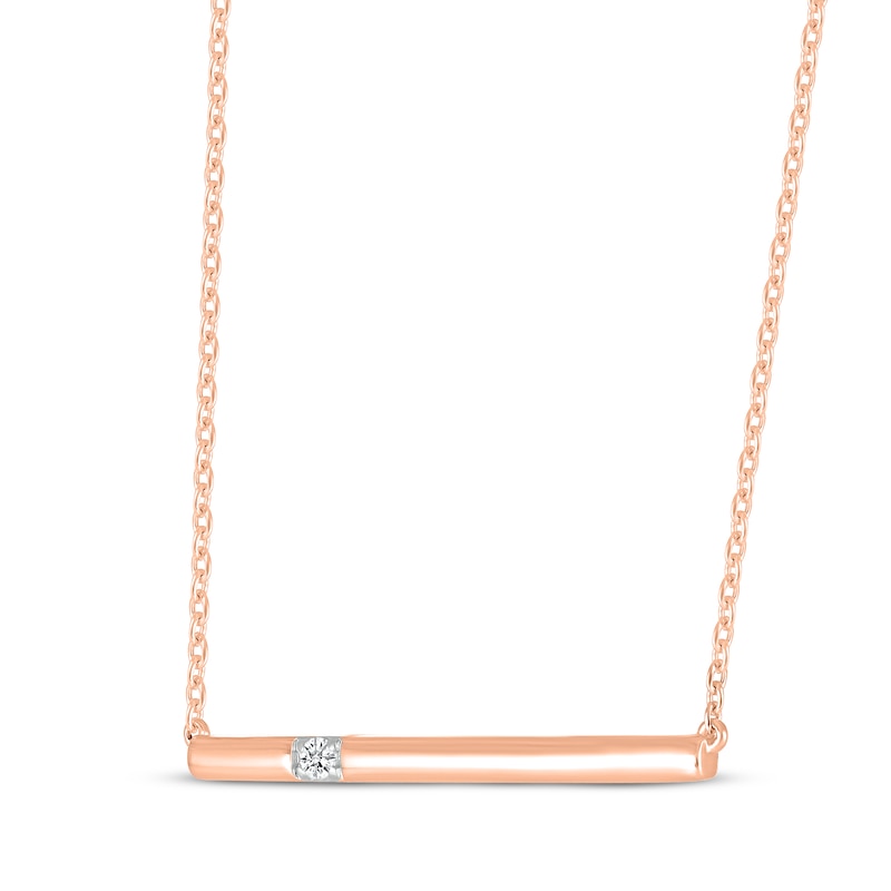 Main Image 2 of Round-Cut Diamond Accent Bar Necklace 10K Rose Gold 18“