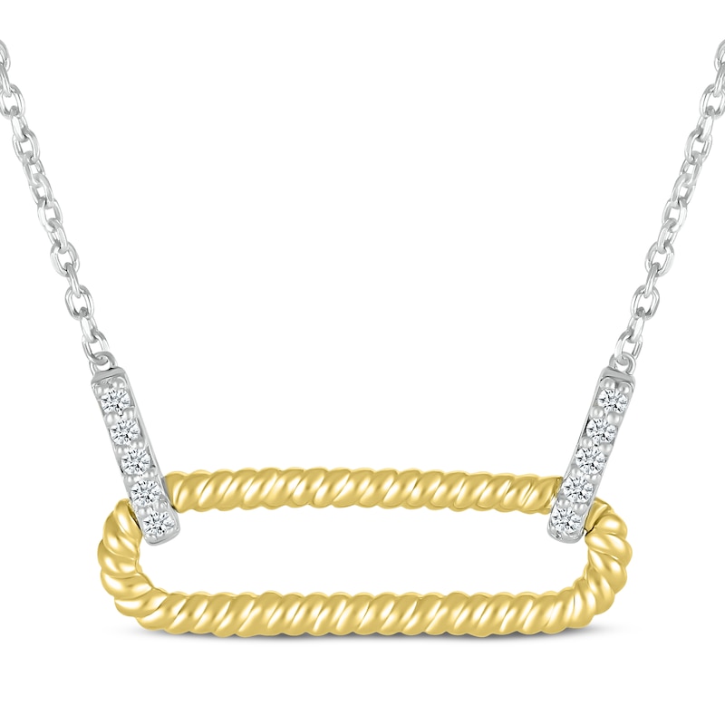 Main Image 1 of Round-Cut Diamond Paperclip Necklace 1/15 ct tw 10K Yellow Gold & Sterling Silver 18”
