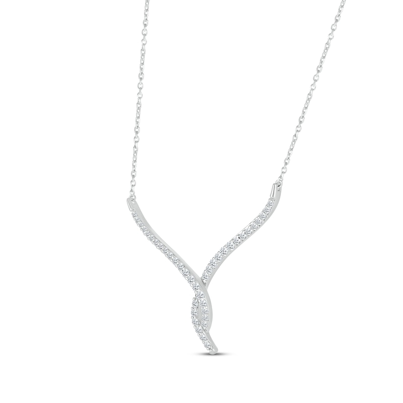 Round-Cut Diamond Twist V Necklace 3/4 ct tw 10K White Gold 18“ | Kay
