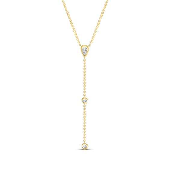 Round-Cut Diamond Y Drop Necklace 1/5 ct tw 10K Yellow Gold 18"
