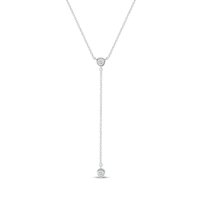 Round-Cut Diamond Y Necklace 1/10 ct tw 10K White Gold 18
