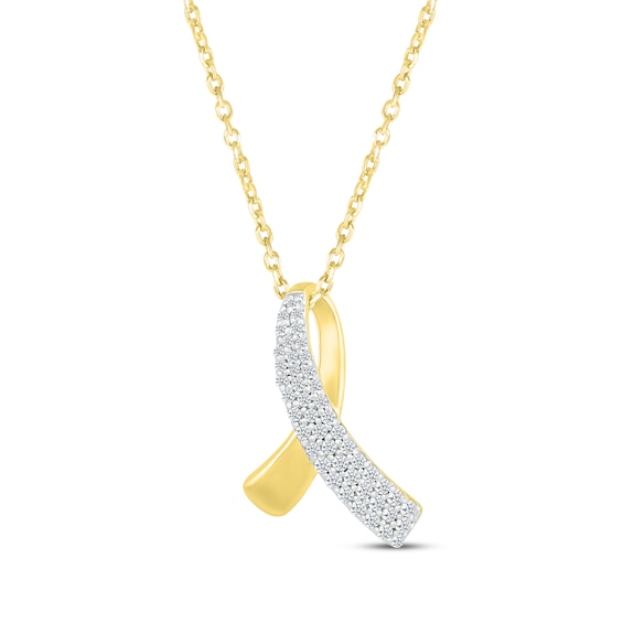 Round-Cut Diamond Ribbon Necklace 1/6 ct tw 10K Yellow Gold 18"
