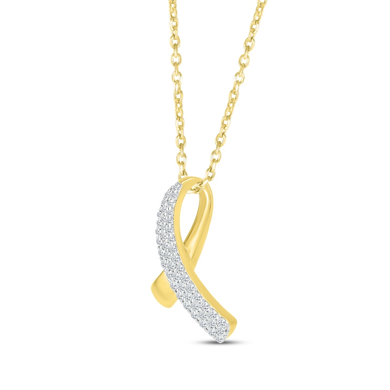 Main Image 2 of Round-Cut Diamond Ribbon Necklace 1/6 ct tw 10K Yellow Gold 18&quot;