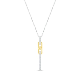 Round-Cut Diamond Link Line Drop Necklace 1/10 ct tw 10K Two-Tone Gold 18"