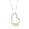 Thumbnail Image 2 of Round-Cut Diamond Heart & Link 1/6 ct tw Sterling Silver & 10K Yellow Gold 18“