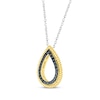 Thumbnail Image 2 of Round-Cut Black Diamond Teardrop Necklace 1/5 ct tw 10K Yellow Gold & Sterling Silver 18”