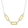 Thumbnail Image 0 of Round-Cut Diamond Paperclip Necklace 1/8 ct tw 10K Two-Tone Gold 18”