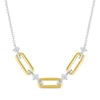 Thumbnail Image 1 of Round-Cut Diamond Paperclip Necklace 1/8 ct tw 10K Two-Tone Gold 18”