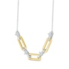 Thumbnail Image 2 of Round-Cut Diamond Paperclip Necklace 1/8 ct tw 10K Two-Tone Gold 18”