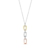 Thumbnail Image 1 of Round-Cut Diamond Paperclip Drop Necklace 1/15 ct tw 10K Tri-Tone Gold 18”