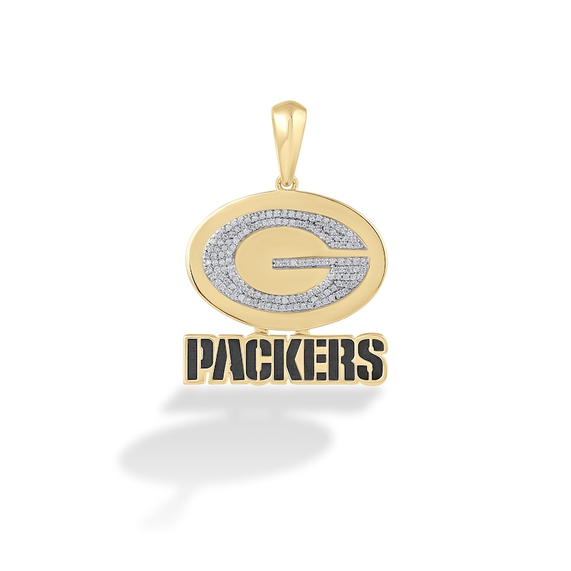 Main Image 1 of True Fans Green Bay Packers 1/4 CT. T.W. Diamond Logo Charm in 10K Gold