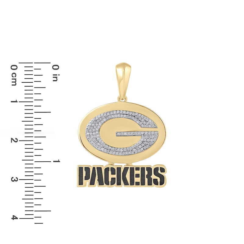 Main Image 2 of True Fans Green Bay Packers 1/4 CT. T.W. Diamond Logo Charm in 10K Gold