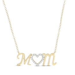 Round-Cut Diamond MOM Necklace 1/20 ct tw 10K Yellow Gold 18”